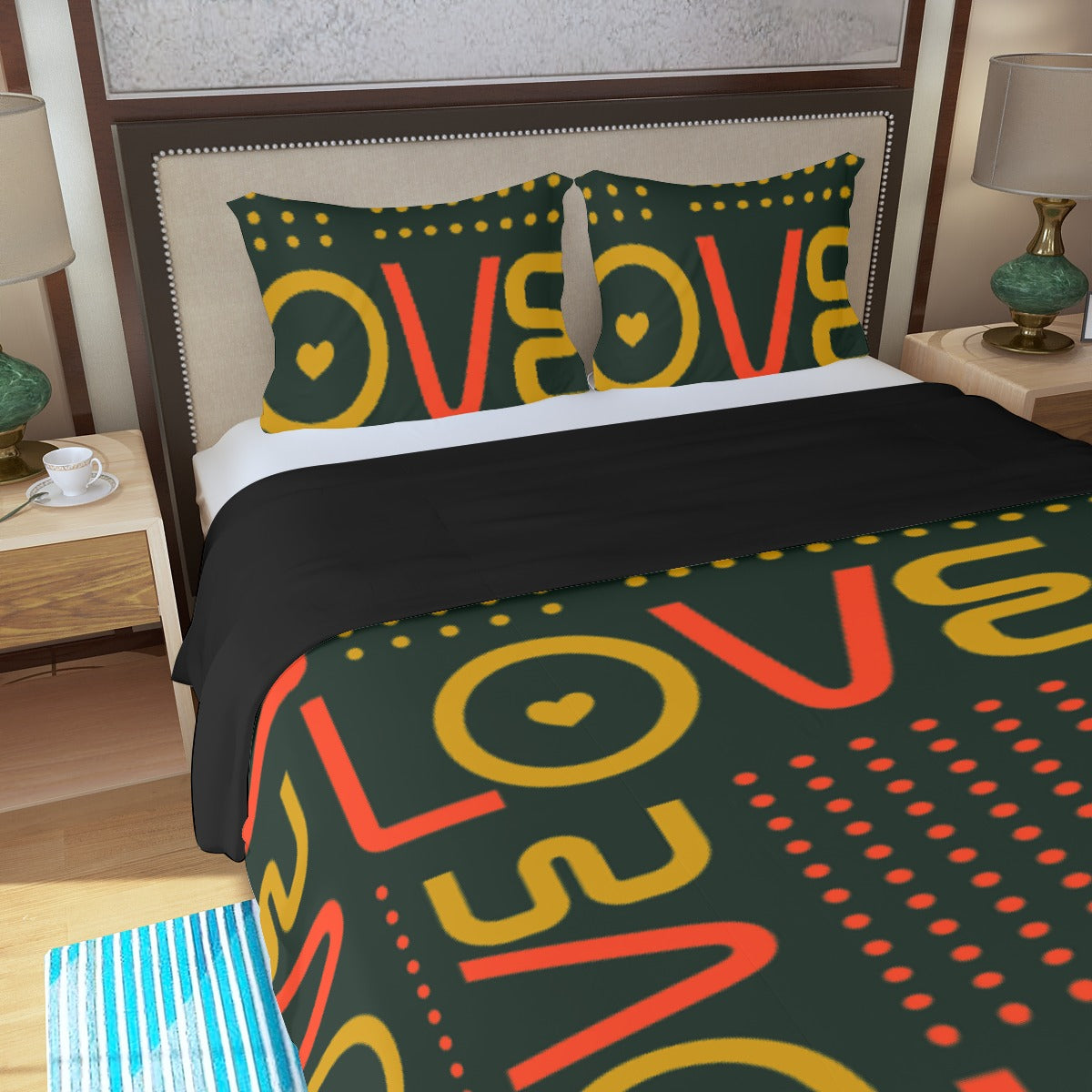 Three Piece Duvet Bedding Set Love