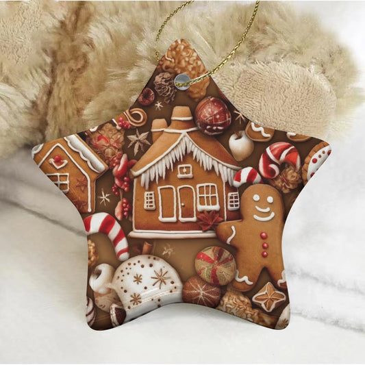 Pentagram Shape Christmas Ceramic Decoration Ornaments