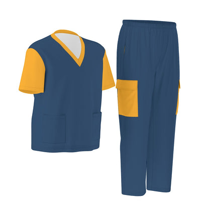 Unisex Scrub Set Birdseye Blue and Yellow