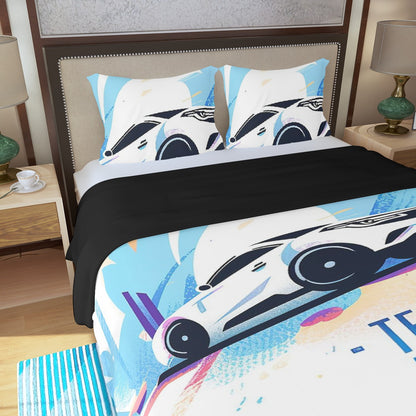 Three Piece Duvet Bedding Set Race Car