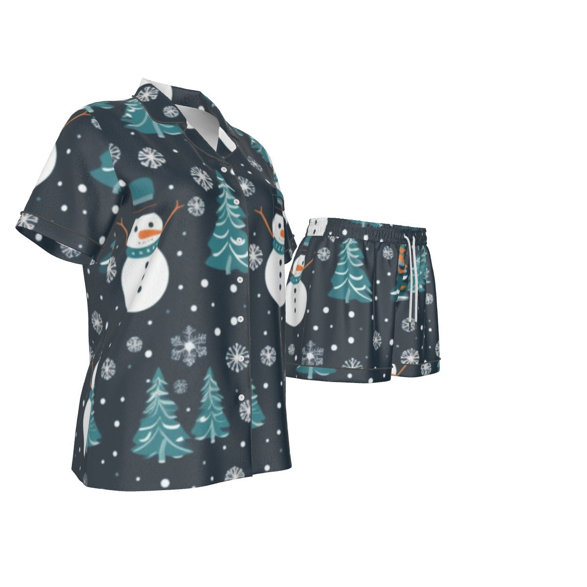 Holiday  Women's Imitation Silk Pajama Set With Short Sleeve