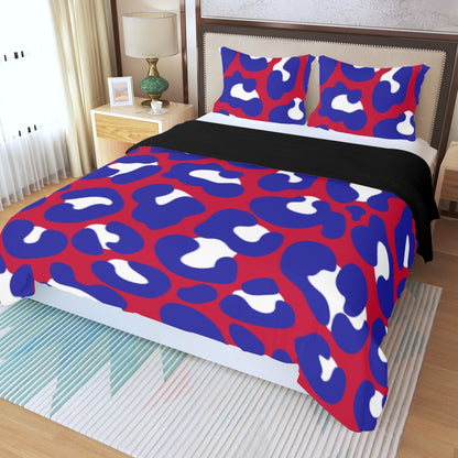 Three Piece Duvet Bedding Set Red White and Blue