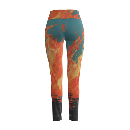 Women's High Waist Leggings | Side Stitch Closure "Fire"