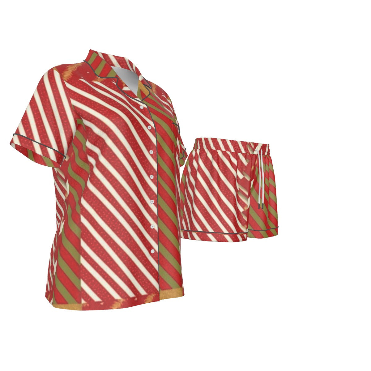 Holiday  Women's Imitation Silk Pajama Set With Short Sleeve