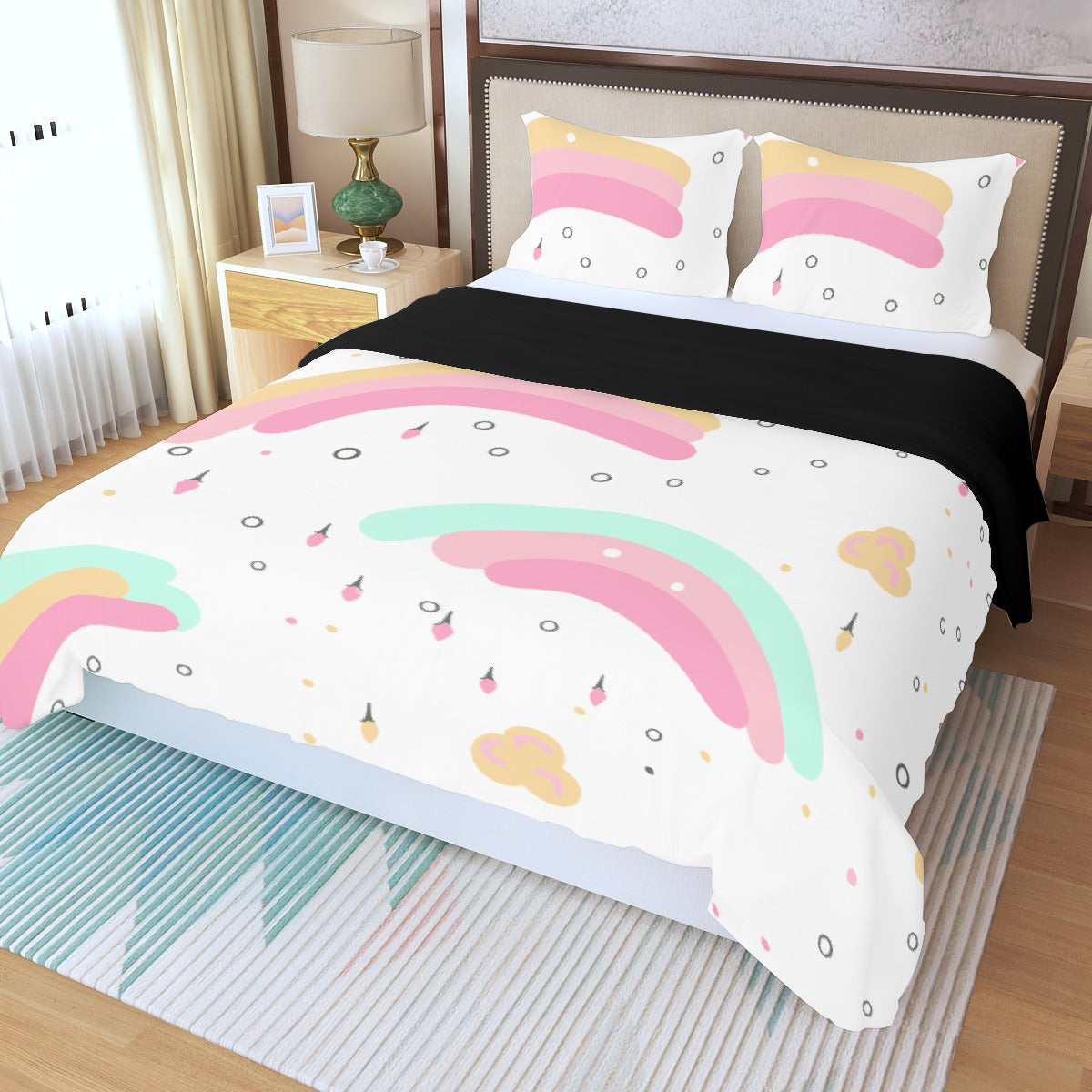 Three Piece Duvet Bedding Set Rainbow