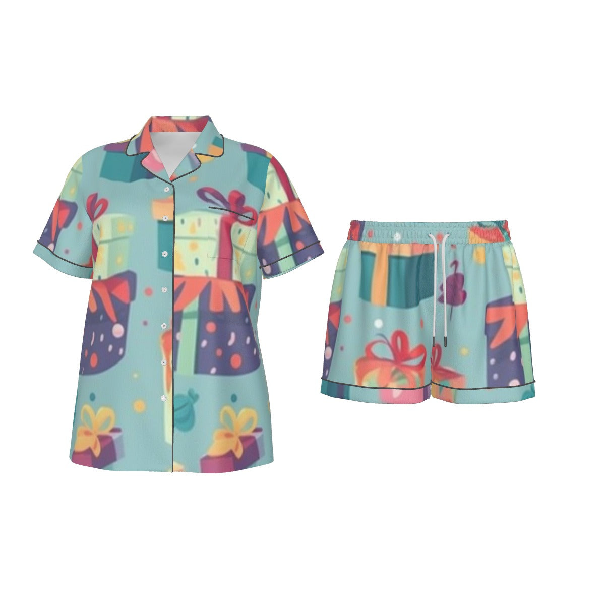 Holiday Women's Imitation Silk Pajama Set With Short Sleeve