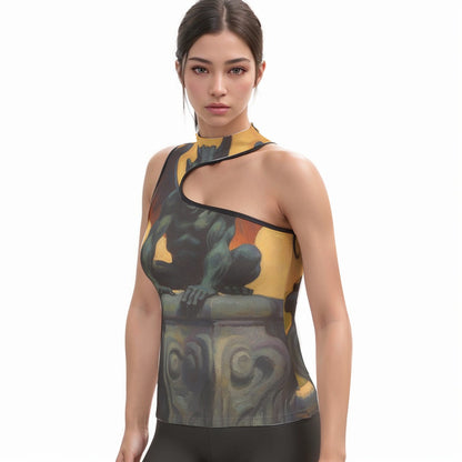 Women's Halter Sleeveless Asymmetrical Tank Top