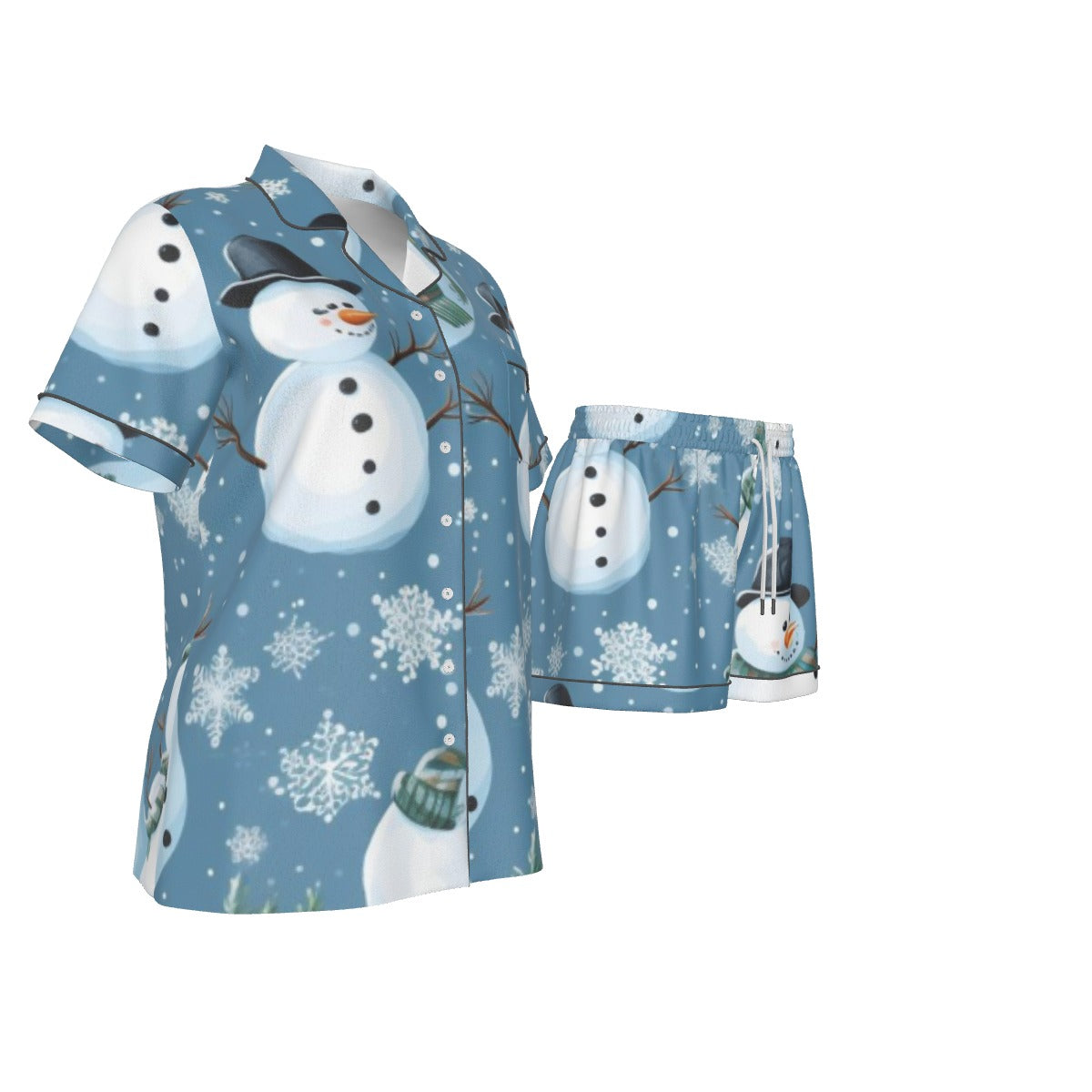 Holiday  Women's Imitation Silk Pajama Set With Short Sleeve