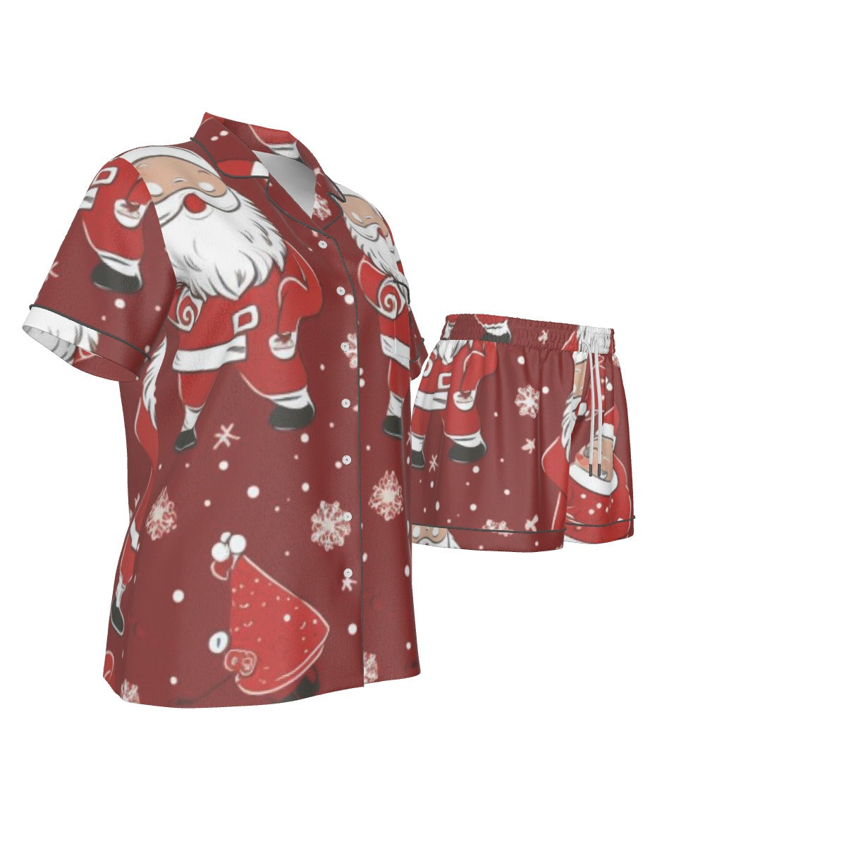 Holiday  Women's Imitation Silk Pajama Set With Short Sleeve