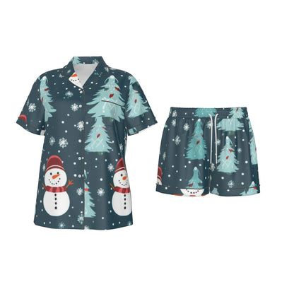 Holiday  Women's Imitation Silk Pajama Set With Short Sleeve