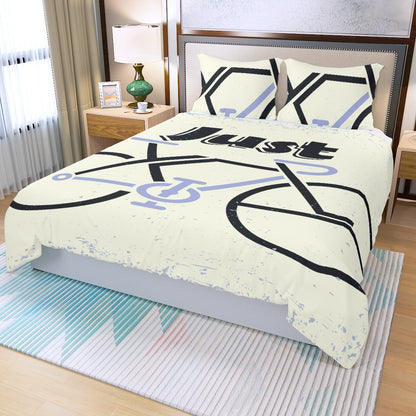 Three Piece Duvet Bedding Set Bicycle