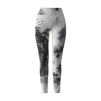 Leggings de cintura alta para mujer | Cierre con costura lateral en blanco y negro