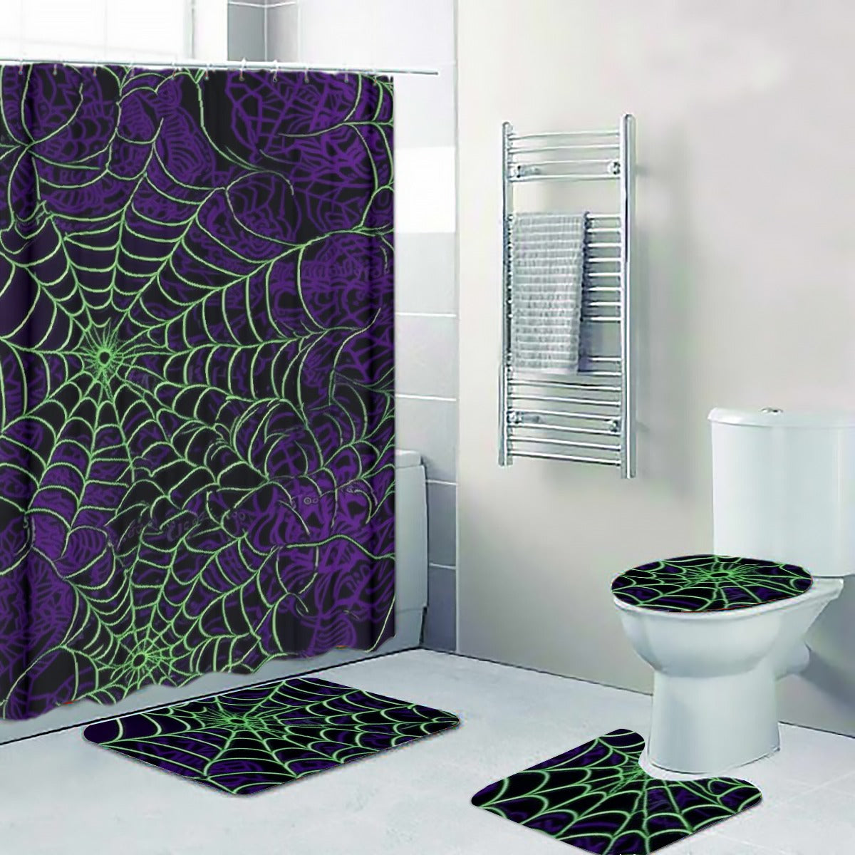 Four-piece Bathroom Purple and Green Web