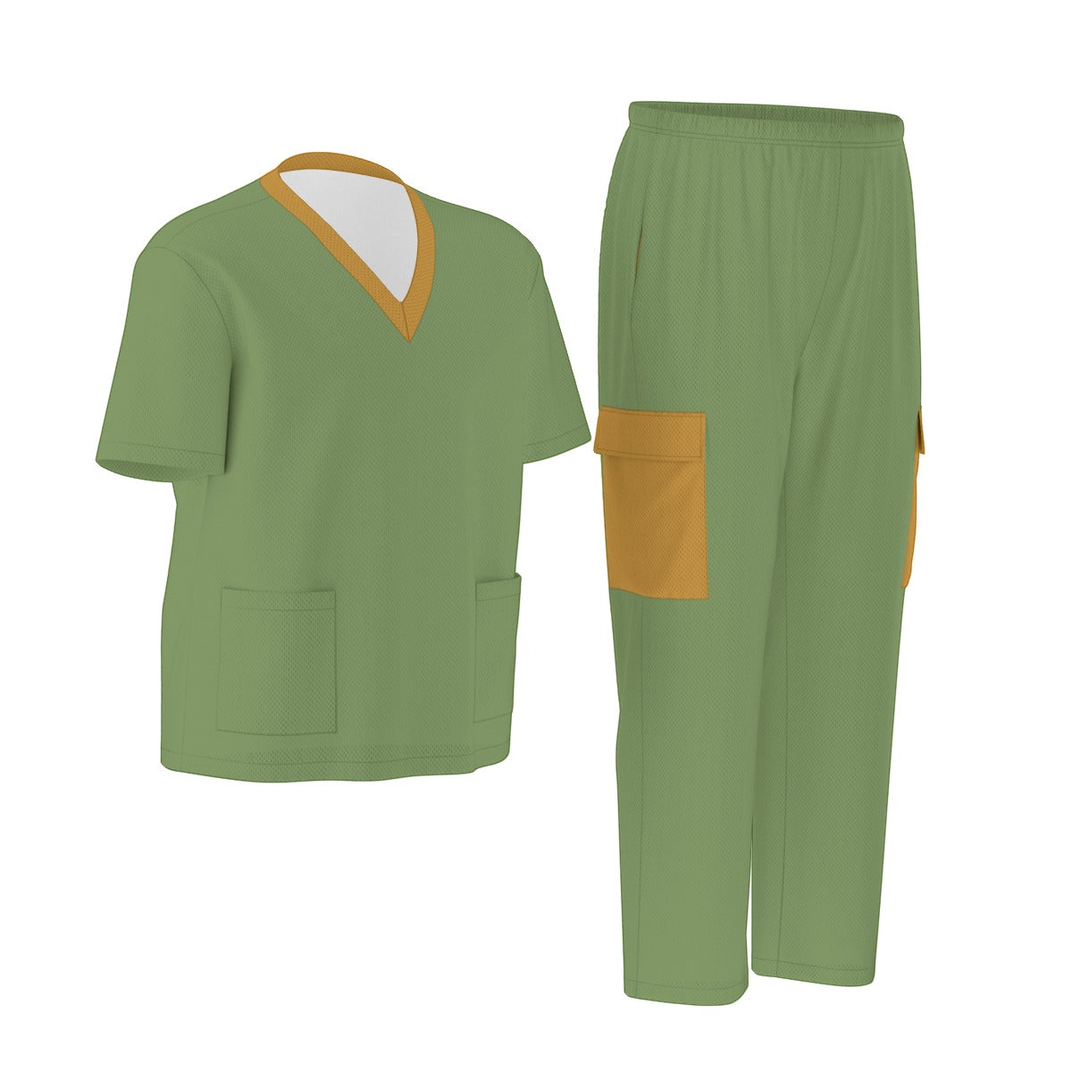 Unisex Scrub Set Birdseye Green and Orange