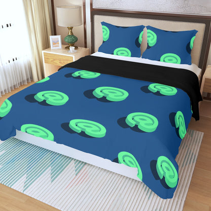 Three Piece Duvet Bedding Set Green and Blue