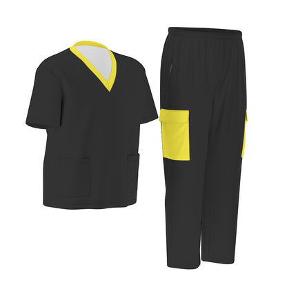 Unisex Scrub Set Birdseye Black and Yellow