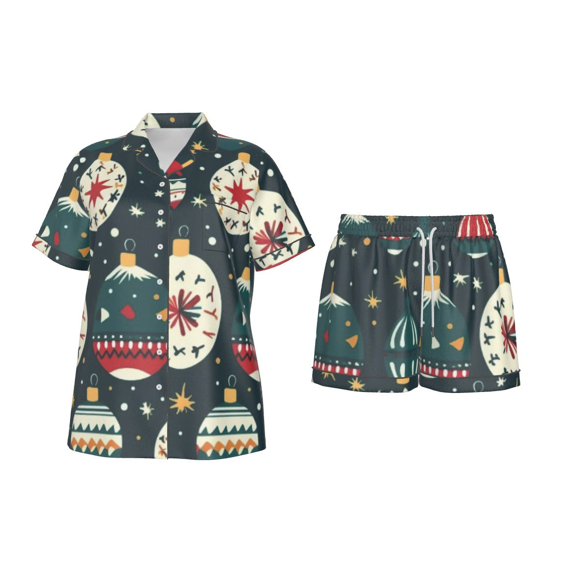 Holiday  Women's Imitation Silk Pajama Set With Short Sleeve