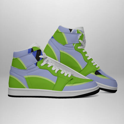 Women's Synthetic Leather Stitching Shoes "Green and Blue"