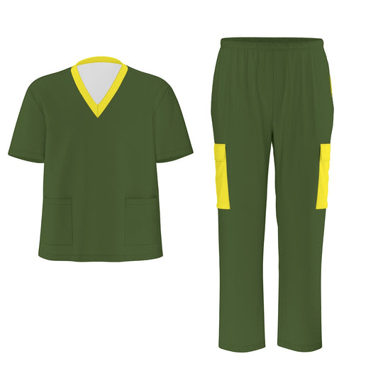 Unisex Scrub Set Birdseye Green and Yellow