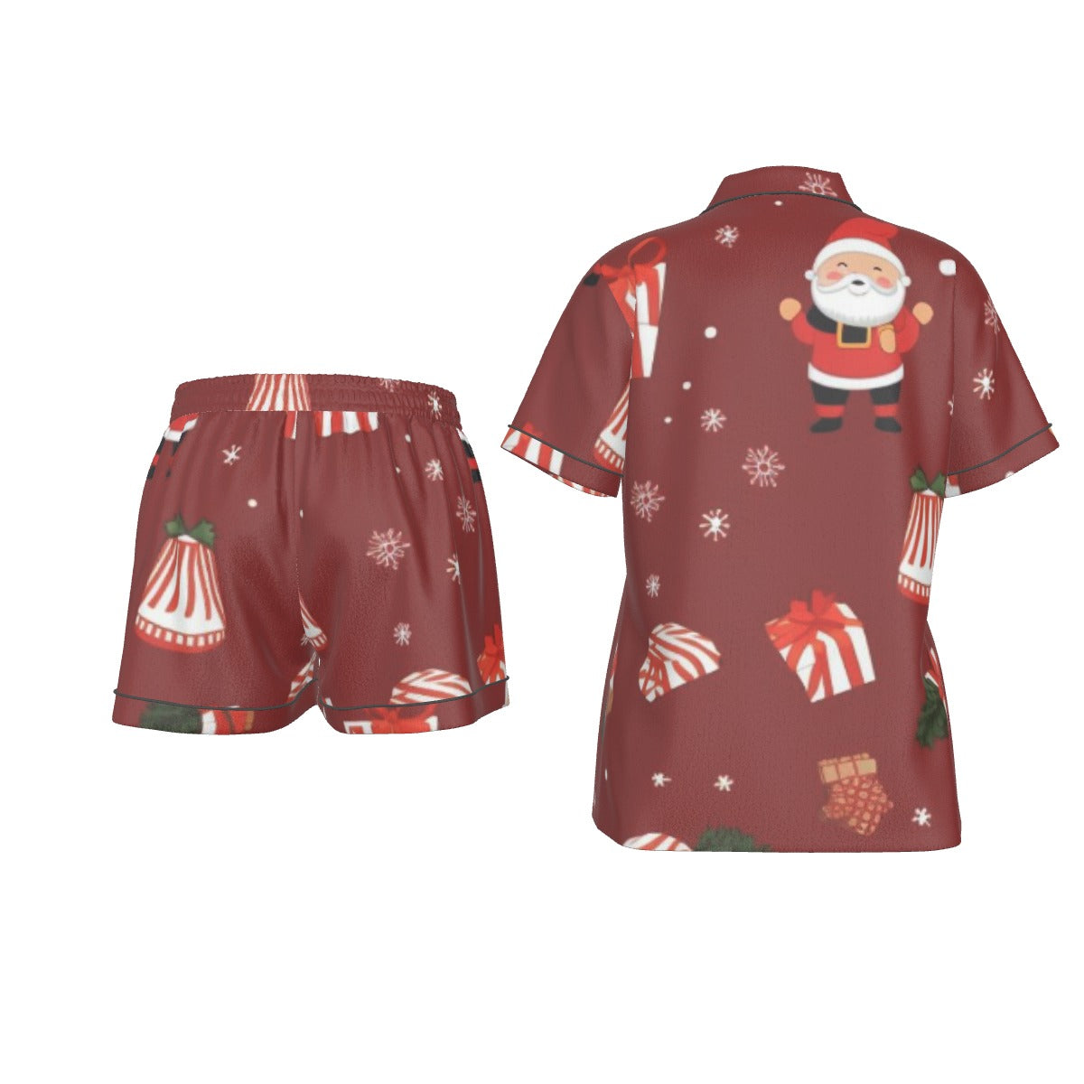 Holiday  Women's Imitation Silk Pajama Set With Short Sleeve