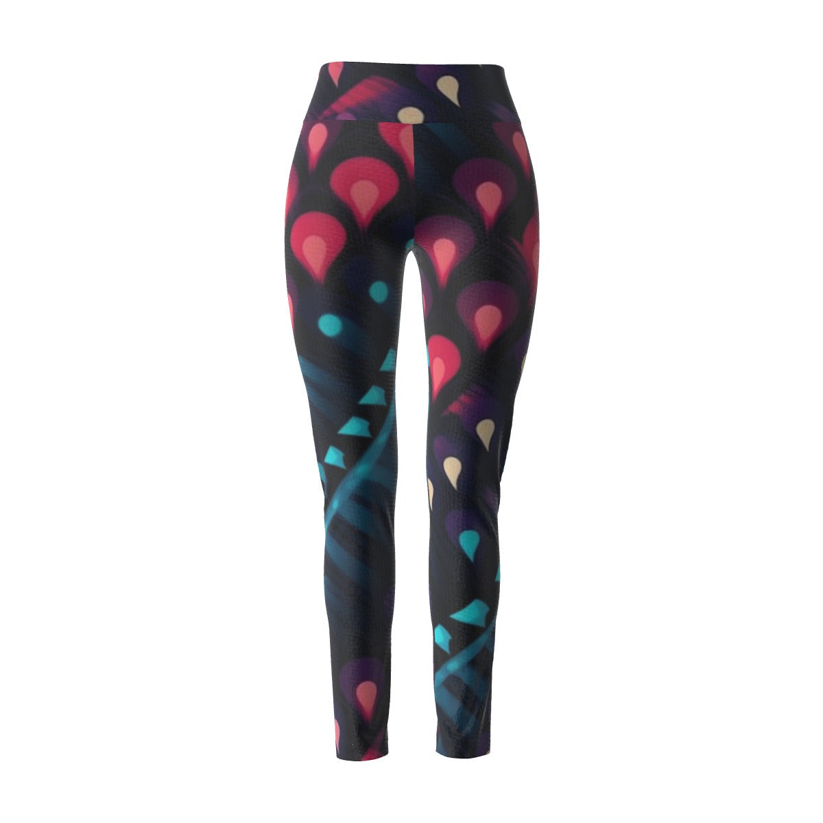 Women's High Waist Leggings | Side Stitch Closure Leggings "Pinks and Blues"