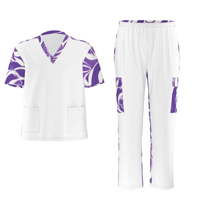 Unisex Scrub Set Birdseye Purple Lines