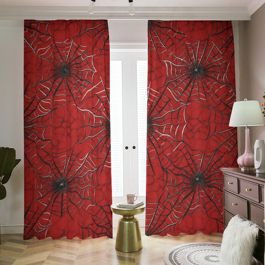 Blackout Curtains with Hooks Black Spider