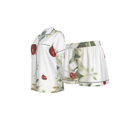 Holiday Women's Imitation Silk Pajama Set With Short Sleeve