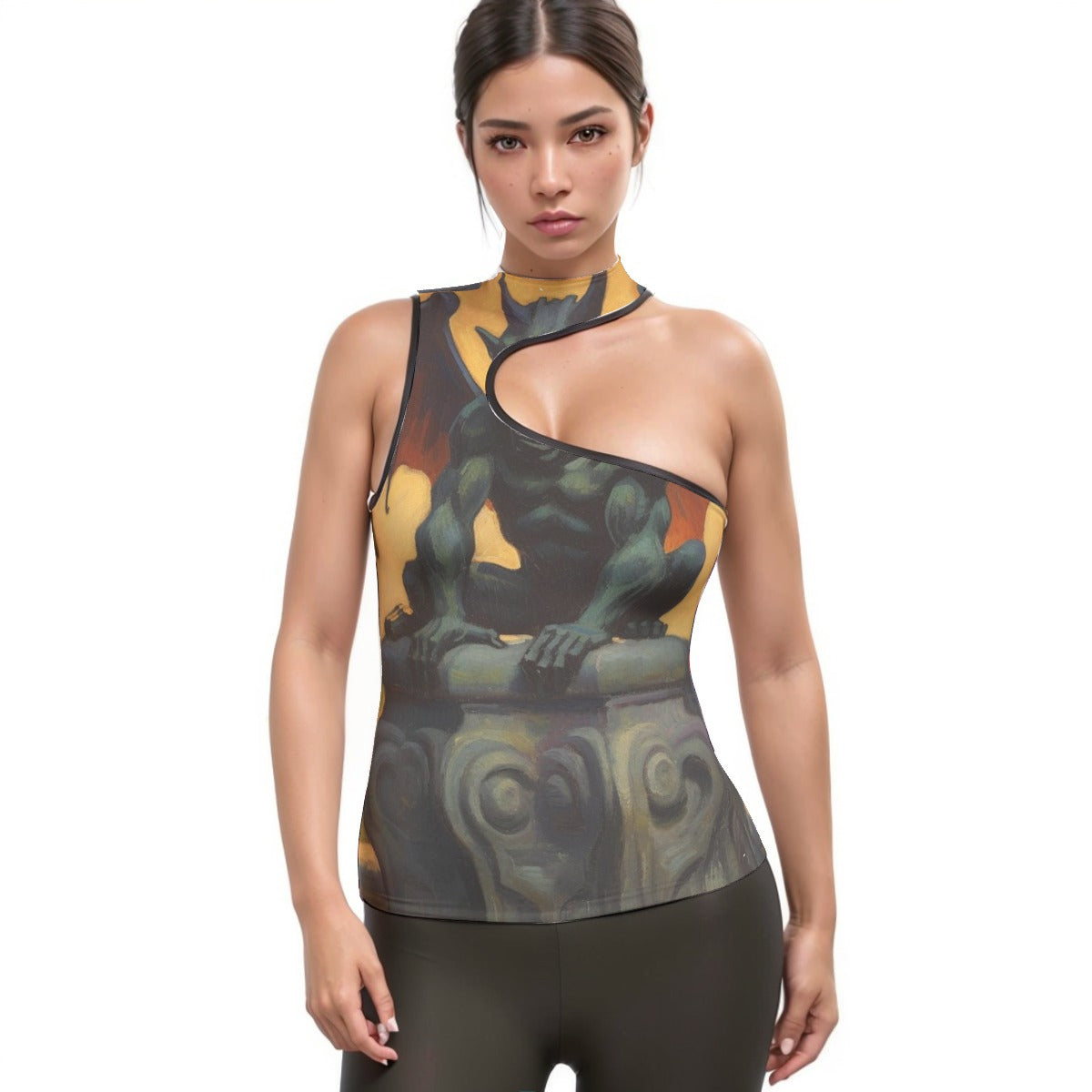 Women's Halter Sleeveless Asymmetrical Tank Top