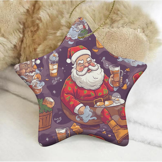 Pentagram Shape Christmas Ceramic Decoration Ornaments