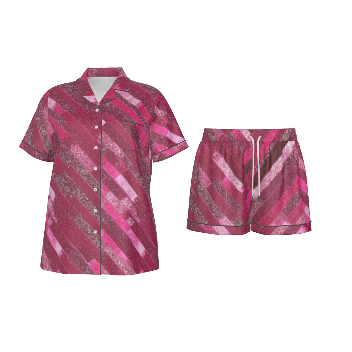 Holiday  Women's Imitation Silk Pajama Set With Short Sleeve