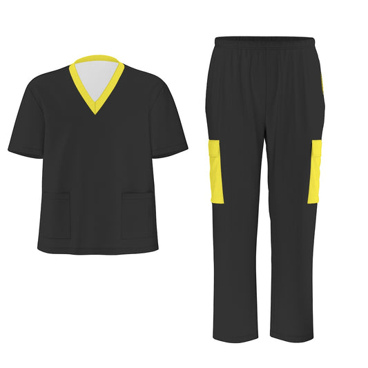 Unisex Scrub Set Birdseye Black and Yellow