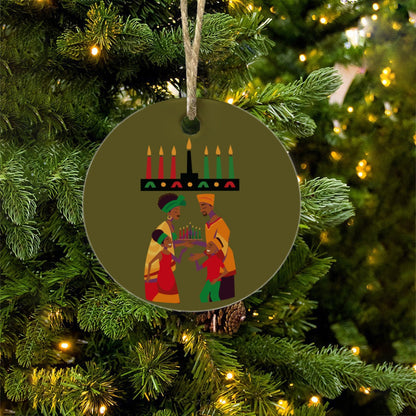 Round Christmas Ceramic Decoration Ornaments Kwanzaa