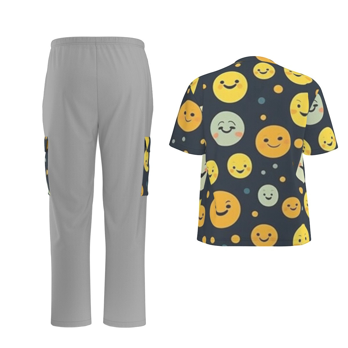 Unisex Scrub Set Birdseye Gray and Faces