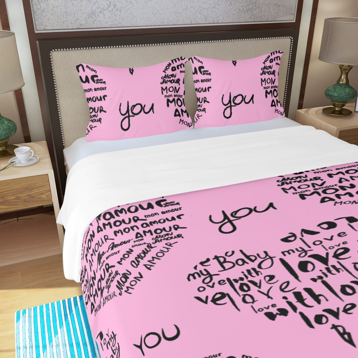 Three Piece Duvet Bedding Set Love in Many Languages