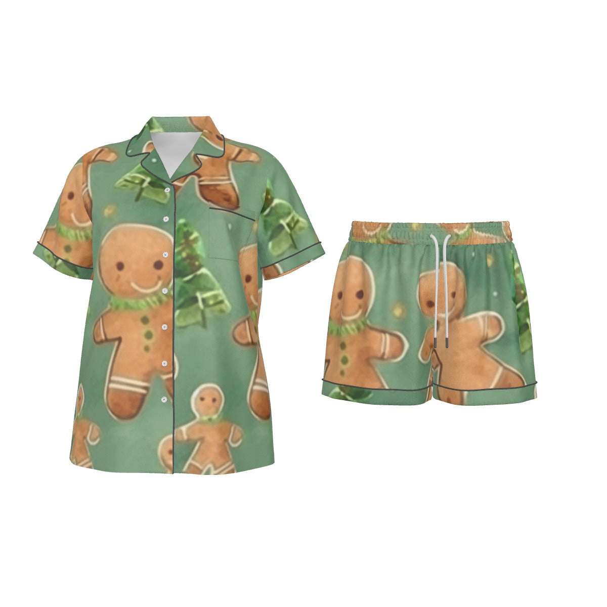 Holiday  Women's Imitation Silk Pajama Set With Short Sleeve