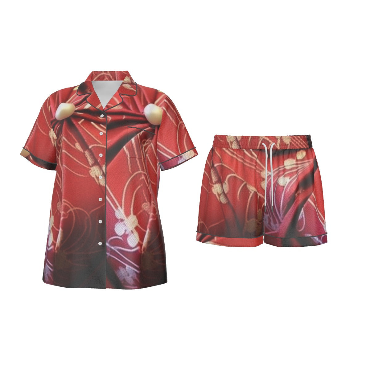 Holiday Women's Imitation Silk Pajama Set With Short Sleeve