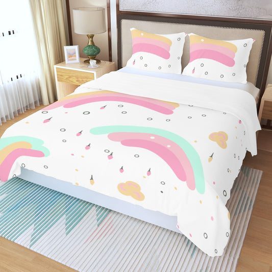 Three Piece Duvet Bedding Set Rainbow