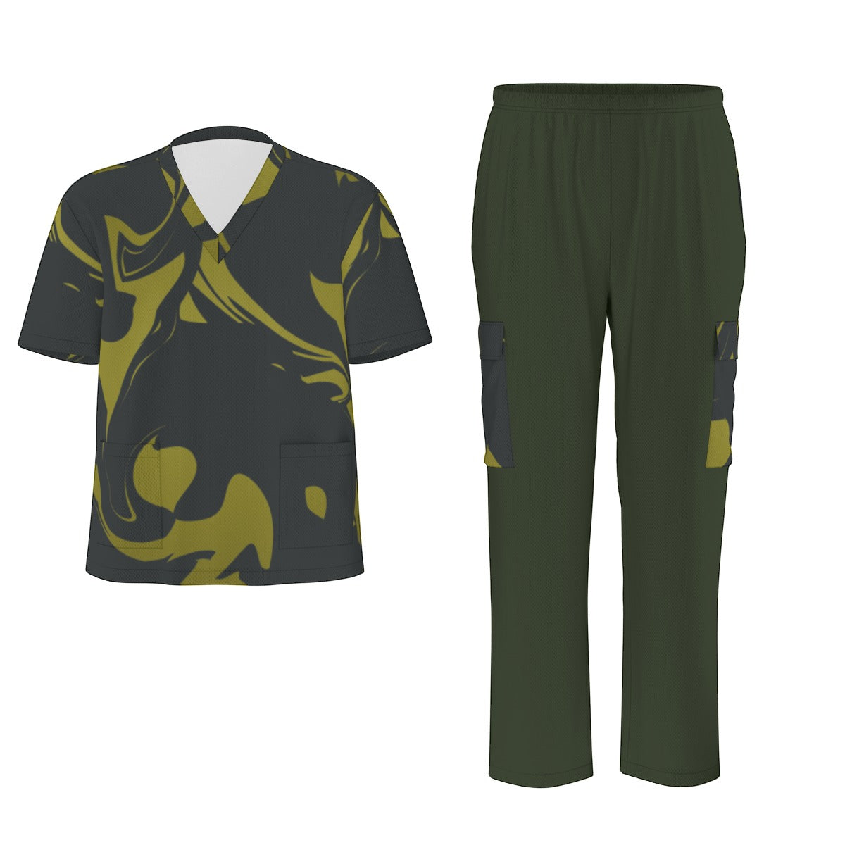 Unisex Scrub Set Birdseye Camo Green