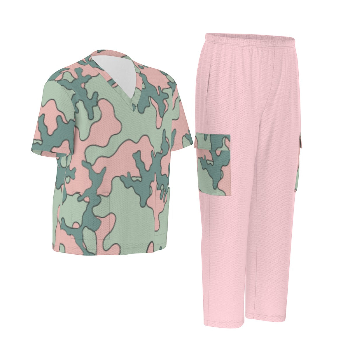 Unisex Scrub Set Birdseye Camo Pink