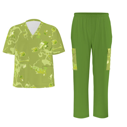 Unisex Scrub Set Birdseye Camo Light Green