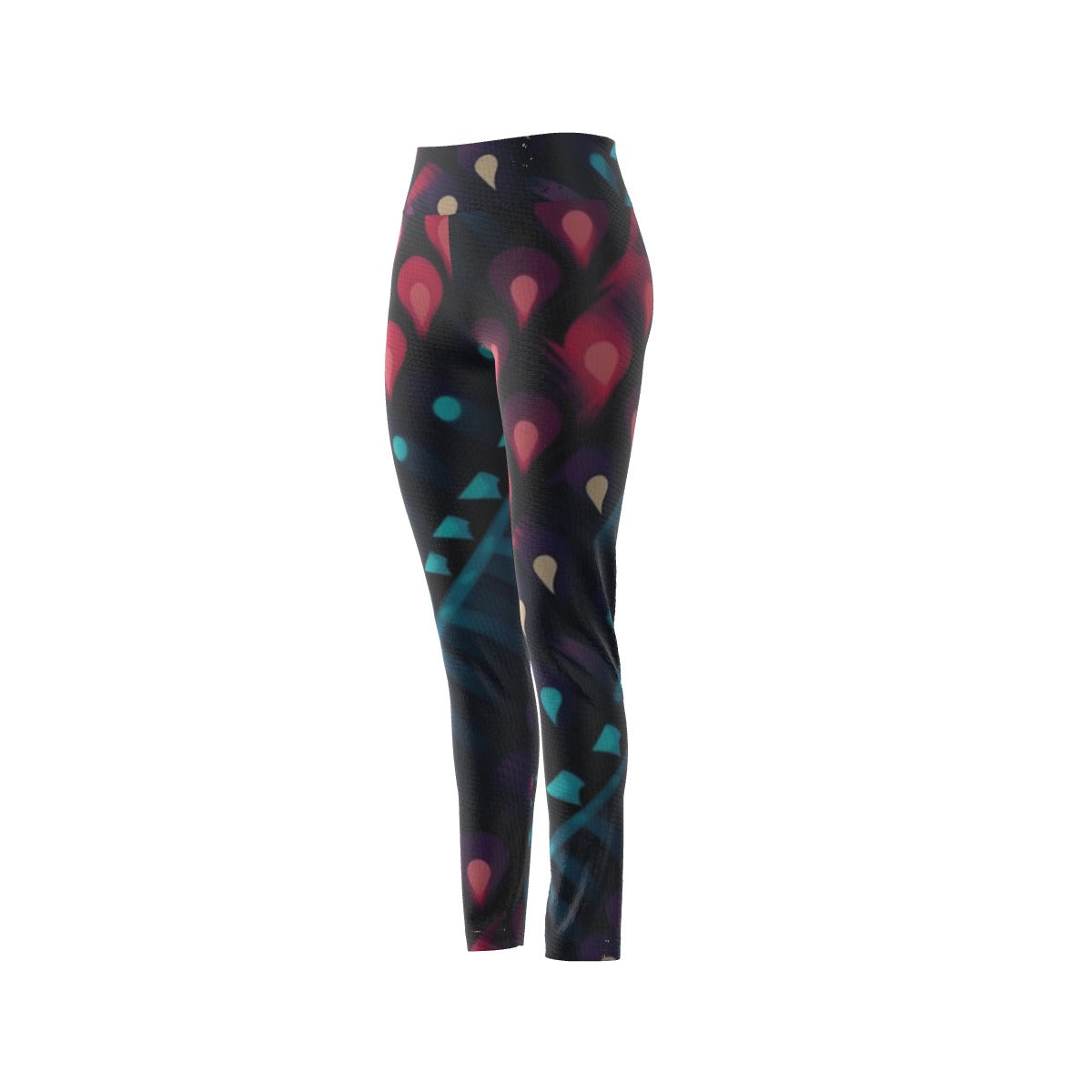 Women's High Waist Leggings | Side Stitch Closure Leggings "Pinks and Blues"