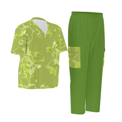 Unisex Scrub Set Birdseye Camo Light Green