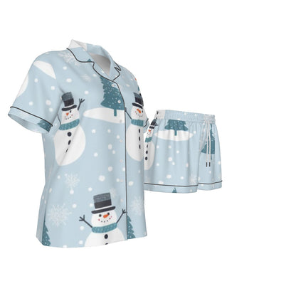 Holiday  Women's Imitation Silk Pajama Set With Short Sleeve