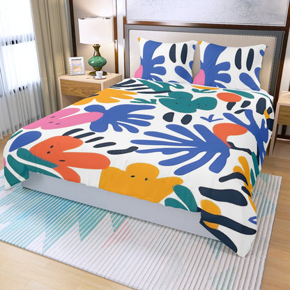 Three Piece Duvet Bedding Set Palm Leaves in Color