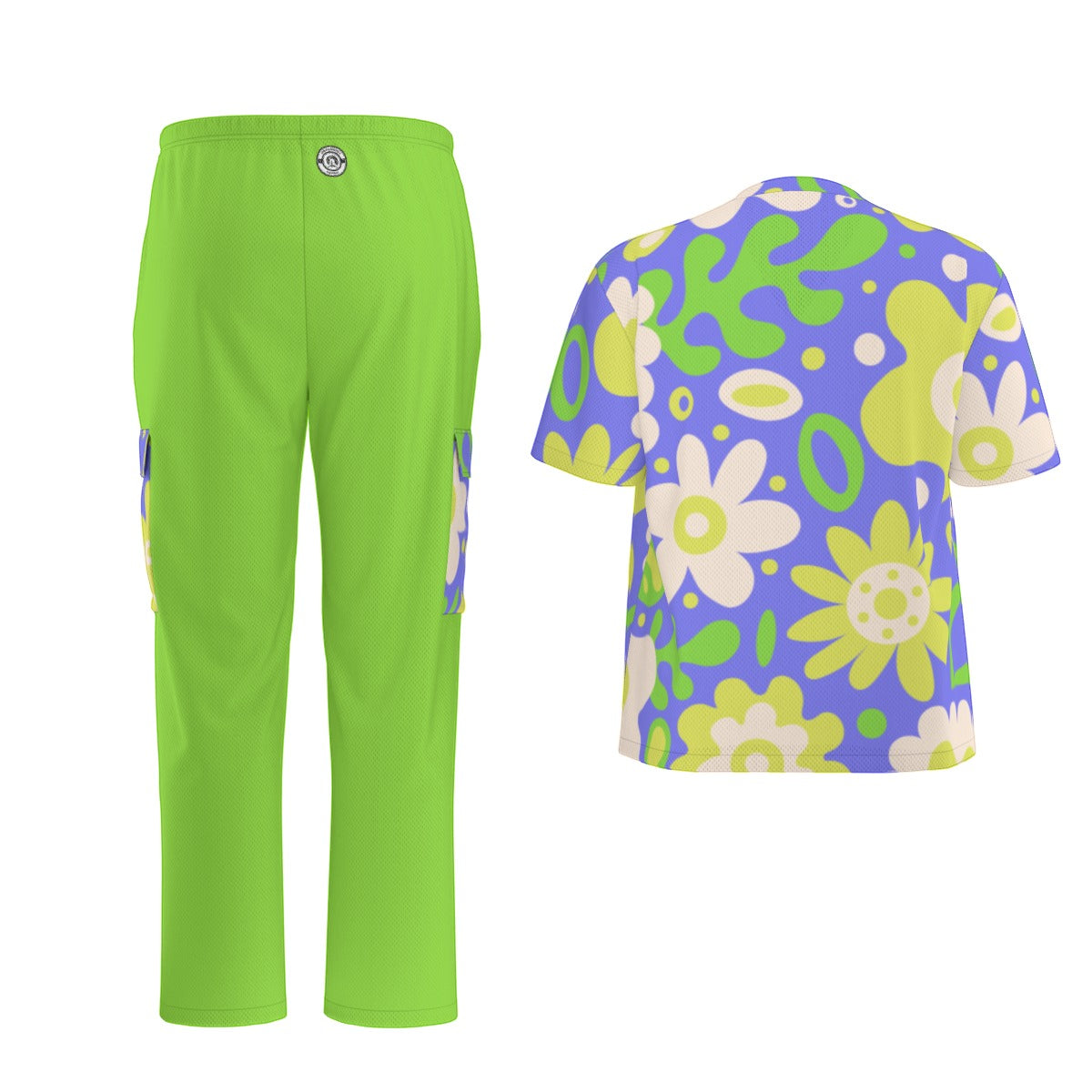 Unisex Scrub Set Birdseye Green Flowers