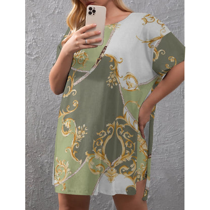 Women's Drop-Shoulder T-Shirt with Side Split and Shorts (Plus Size)