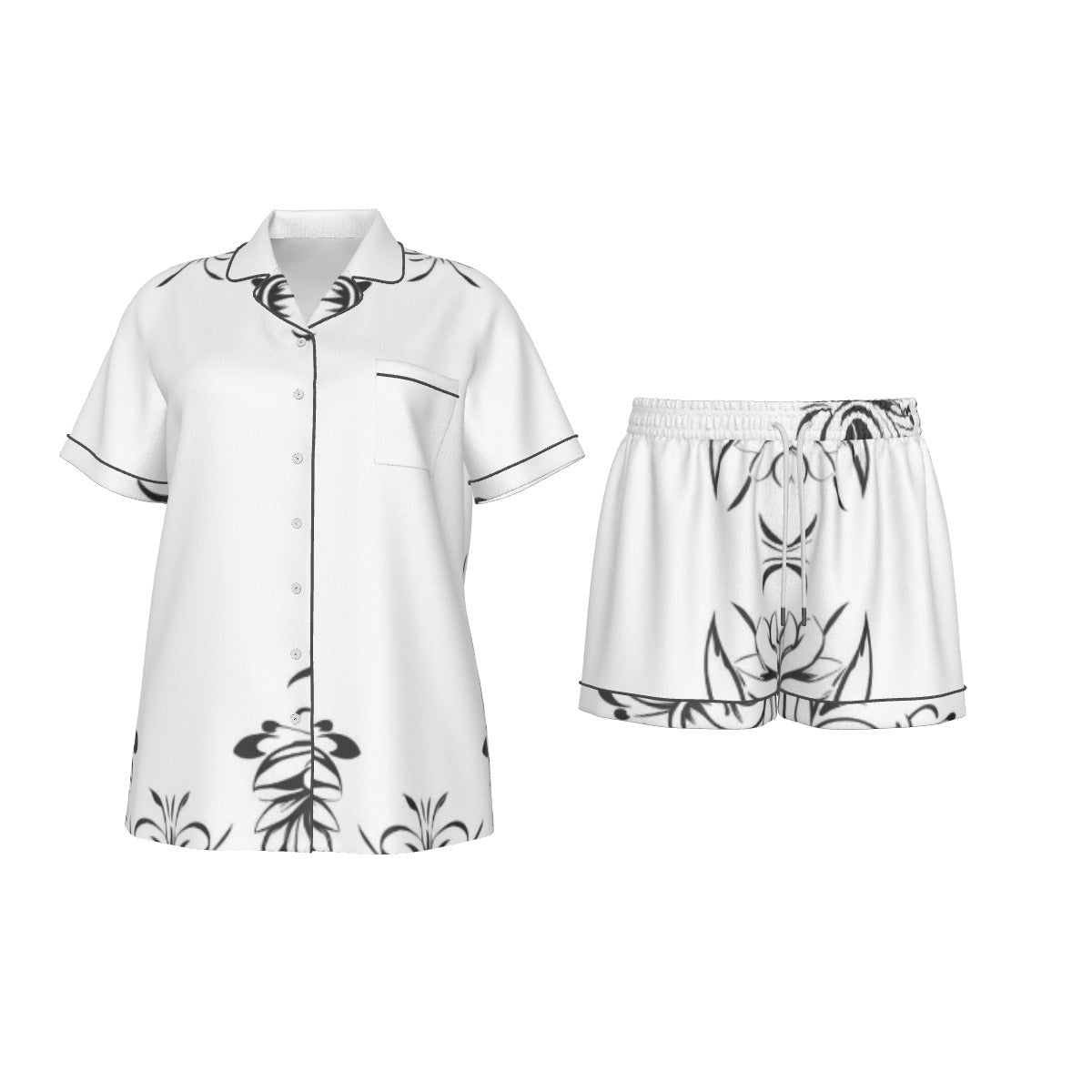 Holiday Women's Imitation Silk Pajama Set With Short Sleeve