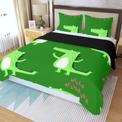 Three Piece Duvet Bedding Set Alligators