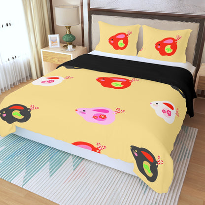 Three Piece Duvet Bedding Set Color Bunnies